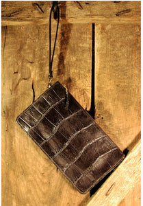Alligator Skin Ladies Evening Clutch Bag (Brown)