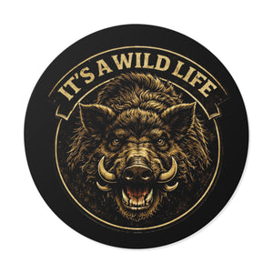 Wild Boar Round Vinyl Sticker — 