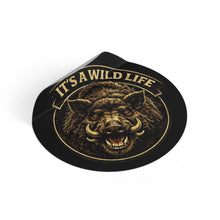 Wild Boar Round Vinyl Sticker — "It's a Wild Life" Graphic Sticker for Hunters & Outdoorsmen