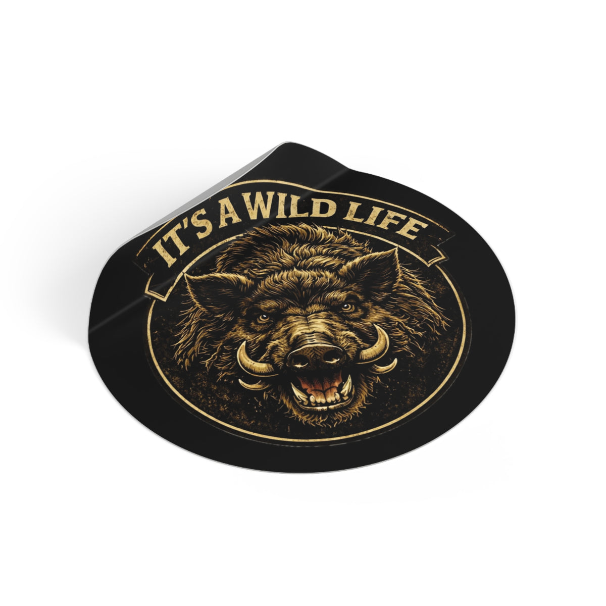 Wild Boar Round Vinyl Sticker — 