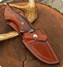 Outlander Edge – 10.5" Hand Forged Damascus Hunting Knife with Leather Sheath