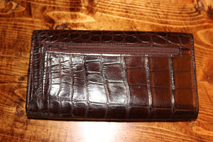 Alligator Skin Ladies Credit Card Clutch/Wallet (Brown)