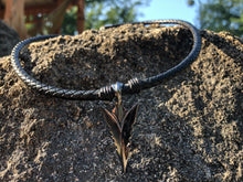 Black Arrow Head Necklace with Black Leather Braid